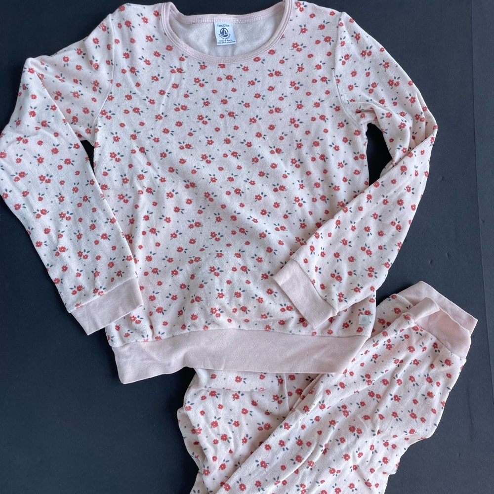 Petit Bateau Pink Pajama Sets with flower Pattern